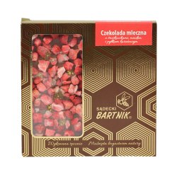 Belgijska czekolada mleczna z truskawkami, miodem i pyłkiem kwiatowym - 85 g